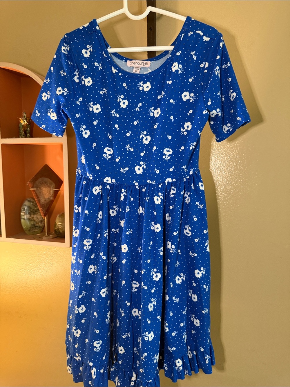 Chenault Royal Blue Floral Fit-and-Flare Kids Dress